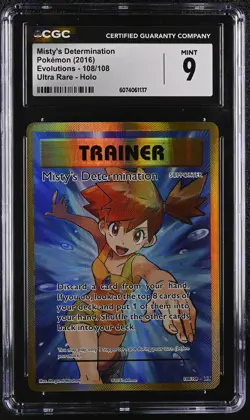CGC 9 Misty's Determination 2016 Evolutions 108/108 Ultra Rare Holo Pokemon Card - Image 1