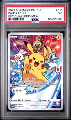 Pokemon Indonesian KFC Kids Meal Pikachu #016 PSA 3 - Image 1