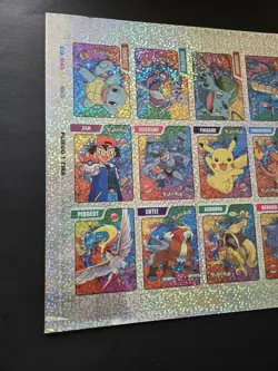 X1 Pokemon Uncut Sticker Sheet Full Holo Page Vintage 1995 Nintendo EM1-EM18 - Image 3