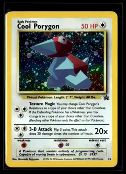 Cool Porygon 15 Black Star Rare Promo WOTC Pokemon Card LP - Image 1