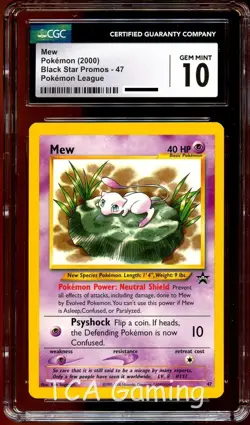 CGC 10 GEM MINT Mew # 47 WOTC Black Star Promo Pokemon Card - Image 1