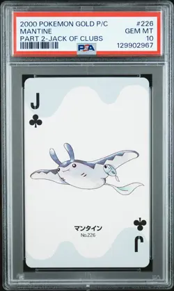2000 POKEMON GOLD VERSION PART 2 PLAYING CARDS JACK OF CLUBS #226 MANTINE PSA 10 - Image 1