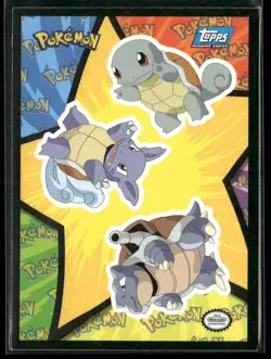 Pokemon Topps Sticker Card #S9 Squirtle, Wartortle & Blastoise Blue Logo - Image 1