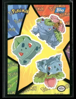 Pokemon Topps Sticker Card #S10 Bulbasaur, Ivysaur & Venusaur Blue Logo - Image 1