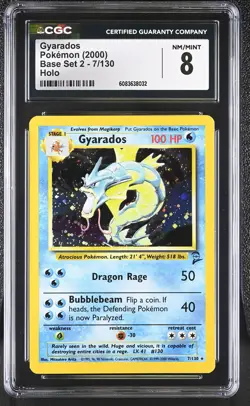 CGC 8 Gyarados 2000 Base Set 2 7/130 Holo Pokemon Card - Image 1