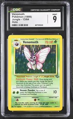 CGC 9 MINT Venomoth 1999 Jungle 13/64 Holo Pokemon Card - Image 1