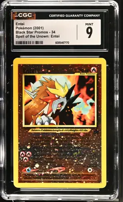 CGC 9 MINT Entei 2001 Black Star Promos 34 Reverse Holo Pokemon Card - Image 1