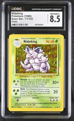 CGC 8.5 Nidoking 1999 Base Set 11/102 Holo Pokemon Card - Image 1