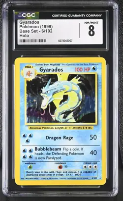 CGC 8 Gyarados 1999 Base Set 6/102 Holo Pokemon Card - Image 1