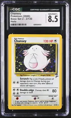 CGC 8.5 Chansey 2000 Base Set 2 3/130 Holo Pokemon Card - Image 1