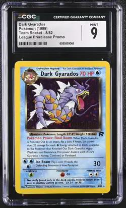 CGC 9 MINT Dark Gyarados 1999 Team Rocket 8/82 Prerelease Holo Pokemon Card - Image 1