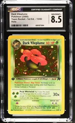 CGC 8.5 Dark Vileplume Team Rocket 1st Edition 13/82 Holo Pokemon Card - Image 1