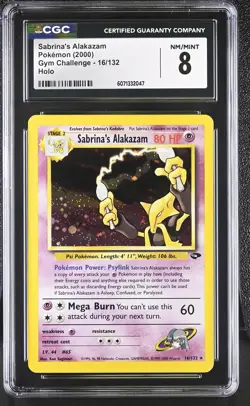 CGC 8 Sabrina's Alakazam 2000 Gym Challenge 16/132 Holo Pokemon Card - Image 1