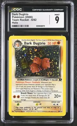 CGC 9 MINT Dark Dugtrio 2000 Team Rocket 6/82 Holo SWIRL Pokemon Card - Image 1