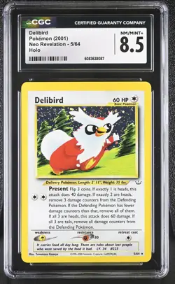 CGC 8.5 Delibird 2001 Neo Revelation 5/64 Holo Pokemon Card - Image 1