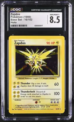 CGC 8.5 Zapdos 1999 Base Set 16/102 Holo Pokemon Card - Image 1