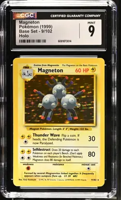 CGC 9 MINT Magneton 1999 Base Set 9/102 Holo Pokemon Card - Image 1