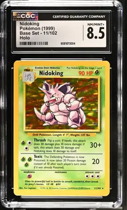 CGC 8.5 Nidoking 1999 Base Set 11/102 Holo Pokemon Card - Image 1