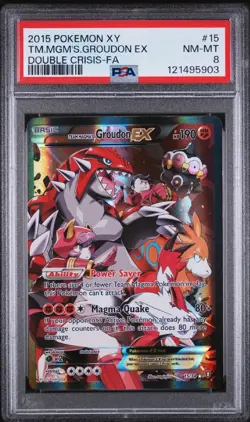 2015 Pokemon XY Double Crisis Magma's Groudon EX #15 Full Art PSA 8 Graded Card - Image 1