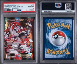 2015 Pokemon XY Double Crisis Magma's Groudon EX #15 Full Art PSA 8 Graded Card - Image 3