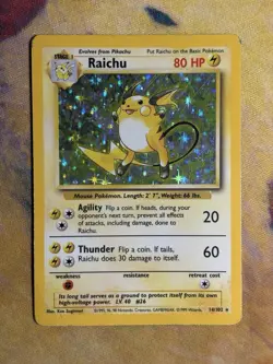 Raichu 14/102 Holo Rare Wotc Original Vintage Base Set Pokemon Card MP HP - Image 2
