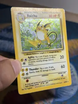 Raichu 14/102 Holo Rare Wotc Original Vintage Base Set Pokemon Card MP HP - Image 4