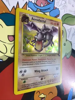 Pokemon TCG Aerodactyl Fossil 1/62 holo rare 1999 WOTC LP - Image 2