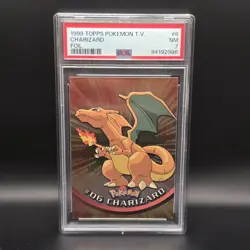 1999 TOPPS POKEMON TV FOIL #6 CHARIZARD PSA 7 - Image 1