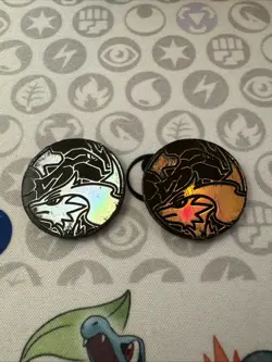 Black And White Zekrom And Reshiram Pokemon Coin Chrome Silver Lot - Image 1