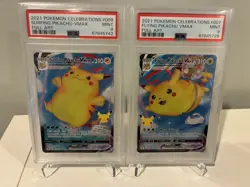 Pokemon 2021 Celebrations Flying Pikachu VMAX #7 & Surfing Pikachu VMAX #9 PSA 9 - Image 1