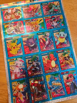 Pokemon Slammer 1 Blue Uncut Sticker Sheet NM - Image 1