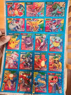 Pokemon Slammer 1 Blue Uncut Sticker Sheet NM - Image 2