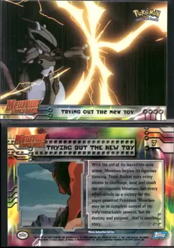 Pokemon Topps Trying Out the New Toy #7 Mewtwo Strikes Back Blue Logo - Image 1