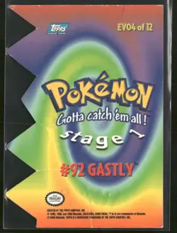 Pokemon Topps Gastly Die Cut EV04 of 12 Blue Logo - Image 2