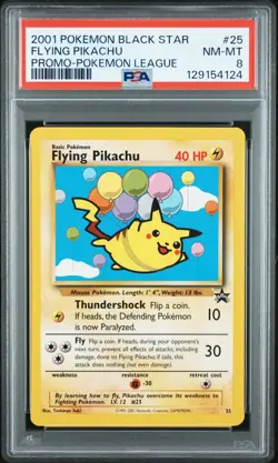2001 Pokemon Flying Pikachu #25 Black Star Promo - PSA 8 - Image 1