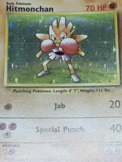 Hitmonchan Base Set Holo Unlimited Rare Pokemon TCG Card 7/102 LP - Image 3