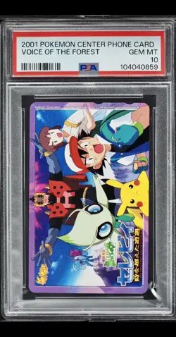 2001 POKEMON CENTER PHONE CARD CELEBI ASH PIKACHU THE VOICE OF THE FOREST PSA 10 - Image 2