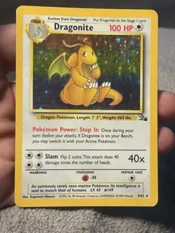 Pokemon TCG Dragonite Fossil Holo Rare Card 4/62 Unlimited - Image 1