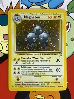 2000 Pokemon MAGNETON Base Set 2 HOLO Foil Rare Card 9/130 WotC SWIRL 🌀 LP/NM - Image 1