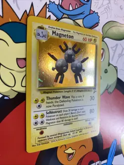 2000 Pokemon MAGNETON Base Set 2 HOLO Foil Rare Card 9/130 WotC SWIRL 🌀 LP/NM - Image 2