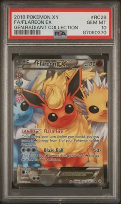 PSA 10 Gem Mint Pokemon Flareon EX XY Generations Radiant Coll Full Art #RC28 - Image 1