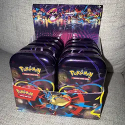 Pokemon Mega Evolutions/ Destined Rivals Mini Tin Display 10 Sealed Tins - Image 1