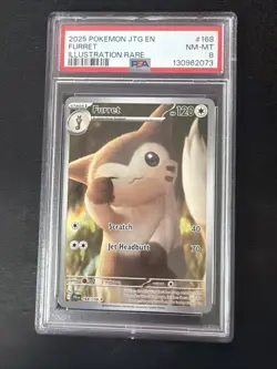 2025 POKEMON JTG EN-JOURNEY TOGETHER ILLUSTRATION RARE 168/159 FURRET - PSA 8 - Image 1
