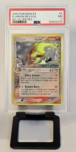 2005 POKEMON EX DELTA SPECIES #5 FLAREON REVERSE HOLOFOIL - PSA 7 - Image 1