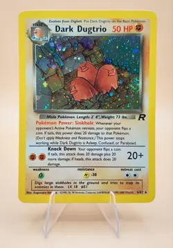 Dark Dugtrio Holo Rare Team Rocket 6/82 Pokemon Card - WOTC 1999 SWIRL - Image 1