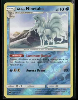 Pokemon TCG Alolan Ninetales 28/147 Reverse Holo Burning Shadows - Image 1
