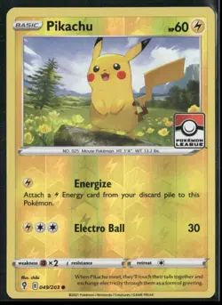 Pokemon TCG Pikachu 049/203 Evolving Skies League Promo - Image 1