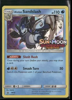 Pokemon TCG Alolan Sandslash SM18 Black Star Promo Guardians Rising Pre Release - Image 1