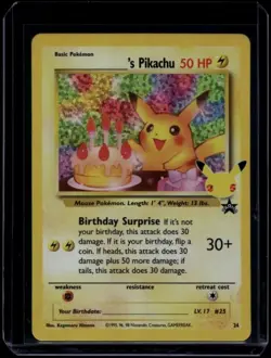Pokemon TCG Birthday Pikachu 24 Celebrations Classic Collection NM - Image 1