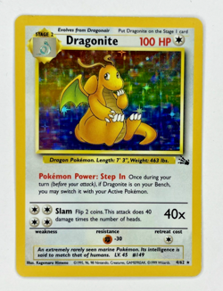 Pokemon TCG Dragonite 4/62 Fossil Holo Rare LP Unlimited Edition - Image 1